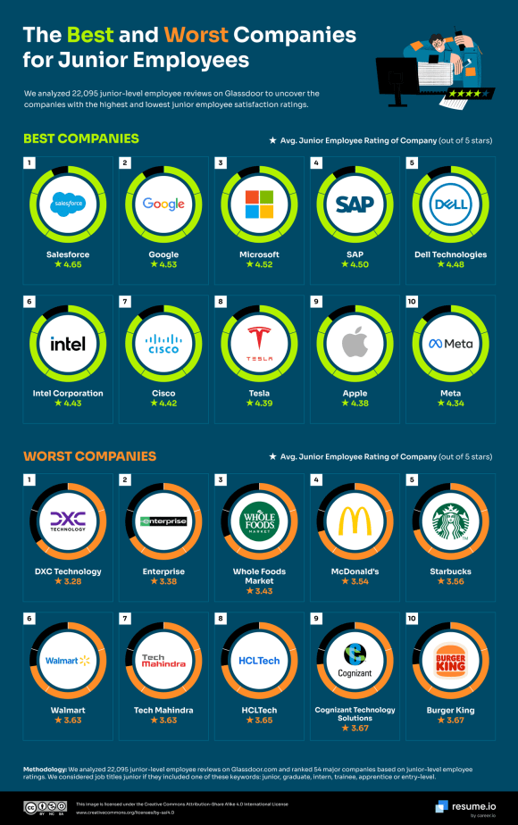The Best (and Worst) US Companies to Work for as a Junior Employee
